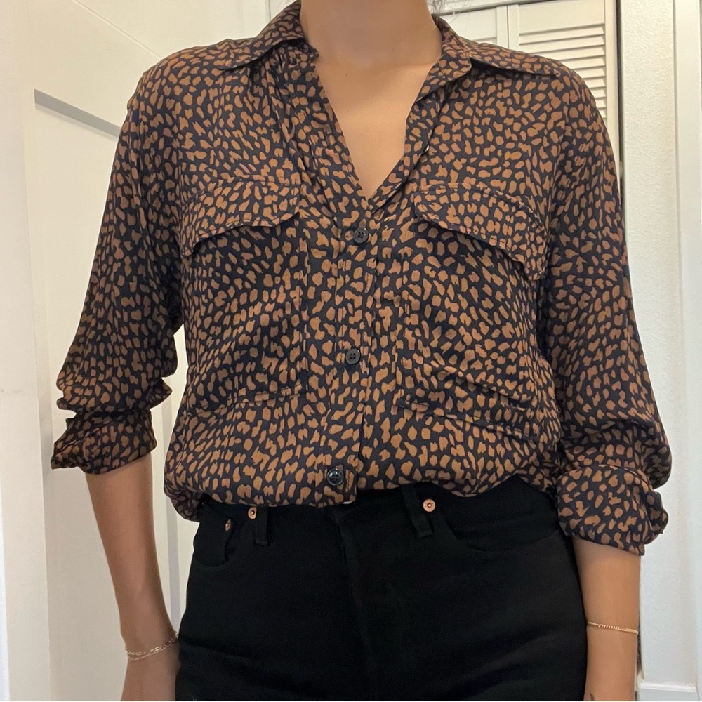 Zara Cheetah Print Blouse Shirt